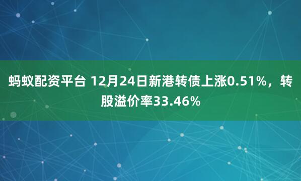 蚂蚁配资平台 12月24日新港转债上涨0.51%，转股溢价率33.46%
