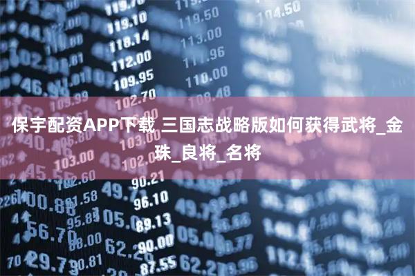 保宇配资APP下载 三国志战略版如何获得武将_金珠_良将_名将